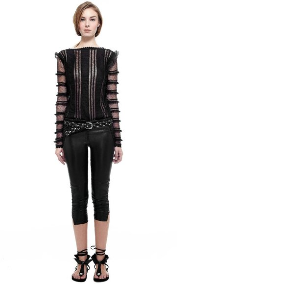 ISABEL MARANT • Cleavon Black Leather Leggings 42 - Picture 6 of 14